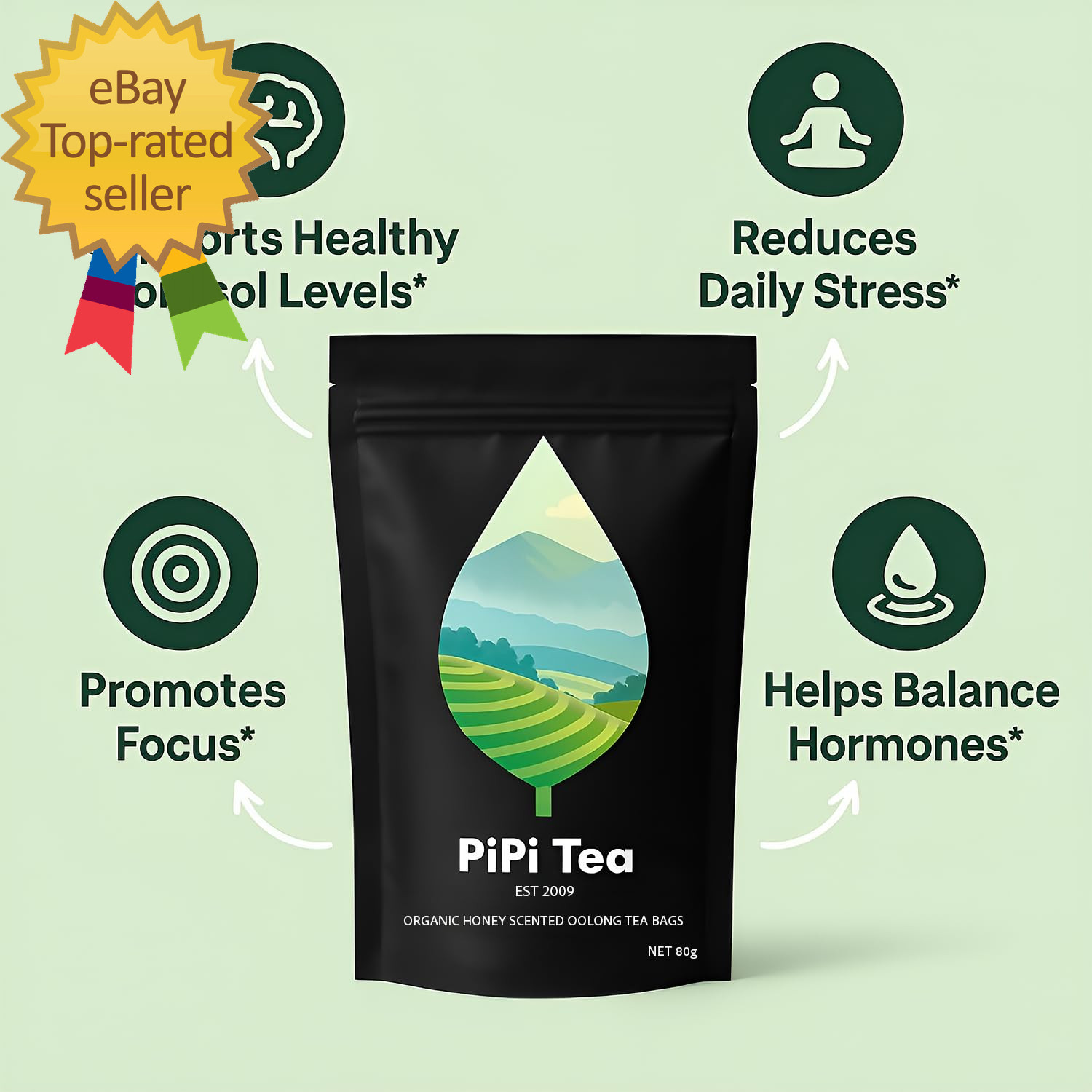 Organic Oolong Tea Bags – Whole Leaf 20 Bags (4G Each) – Cortisol & Calming