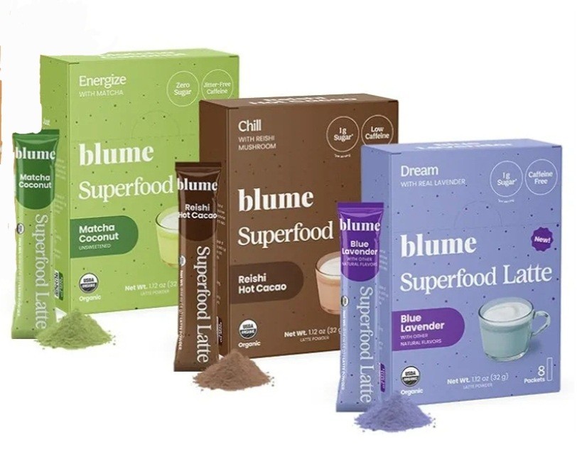 Blume Latte Variety Pack | Calming Blue Lavender Tea, Soothing Reishi Hot Cacao,
