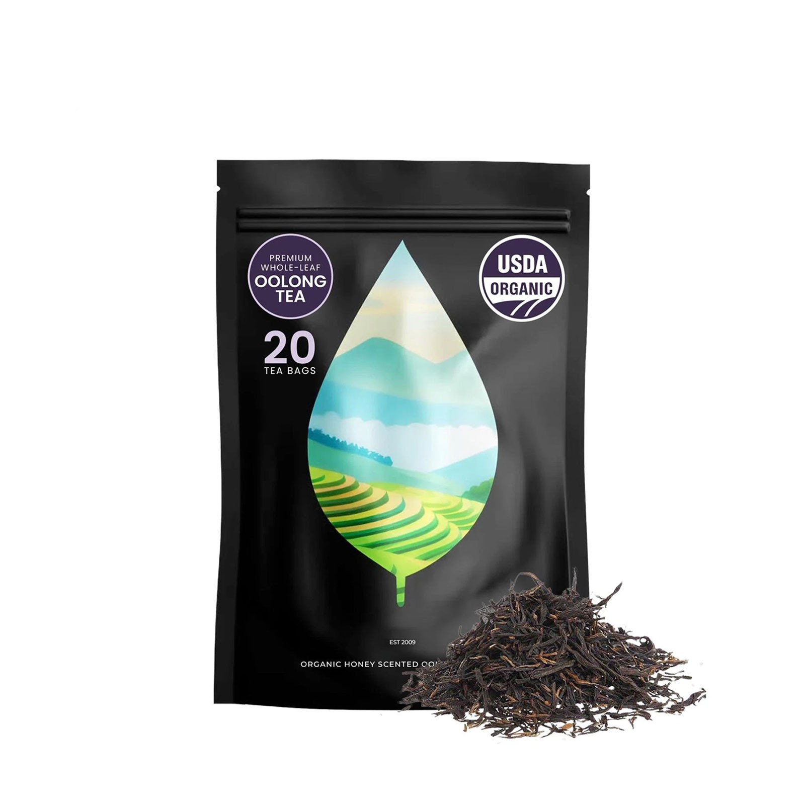 PiPi Tea Organic Oolong Tea Bags – Whole Leaf, 20 Bags (4g Each) – Cortisol &Ca1