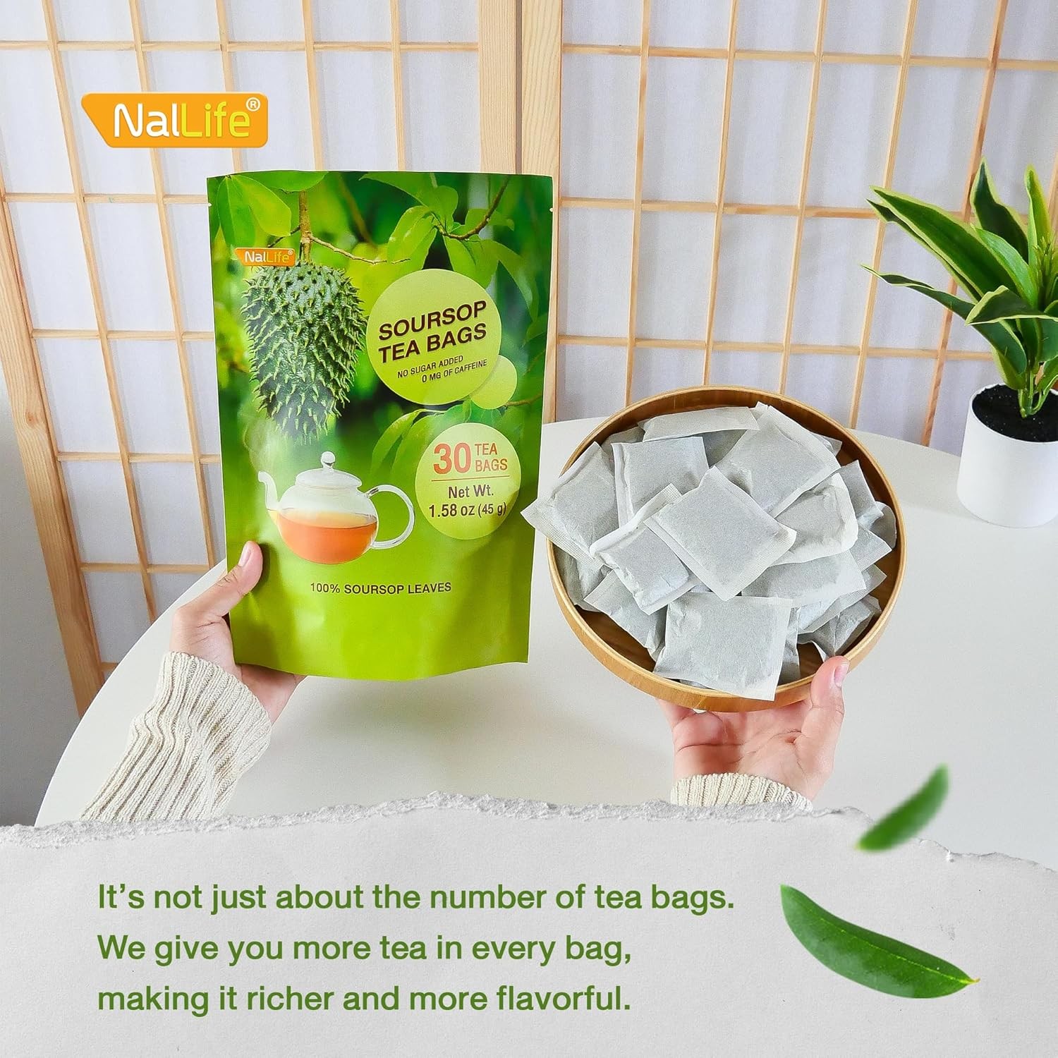 NalLife Soursop Tea Bags 30 Count Tea from 100% Soursop Leaves Caffeine Free No