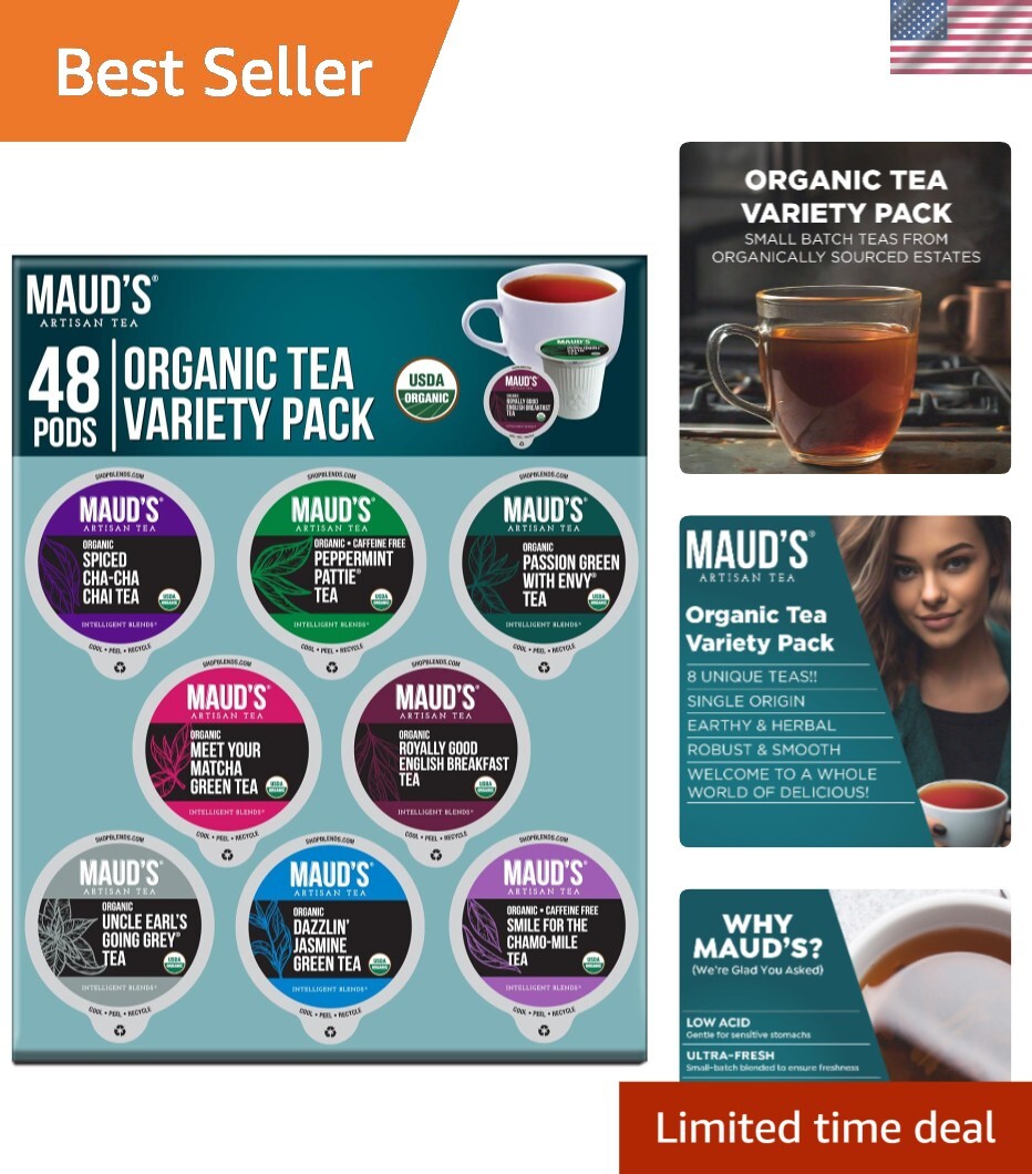 Eco-Friendly 48 Pack Organic Tea Pods with 8 Flavors – Single Serve Convenience