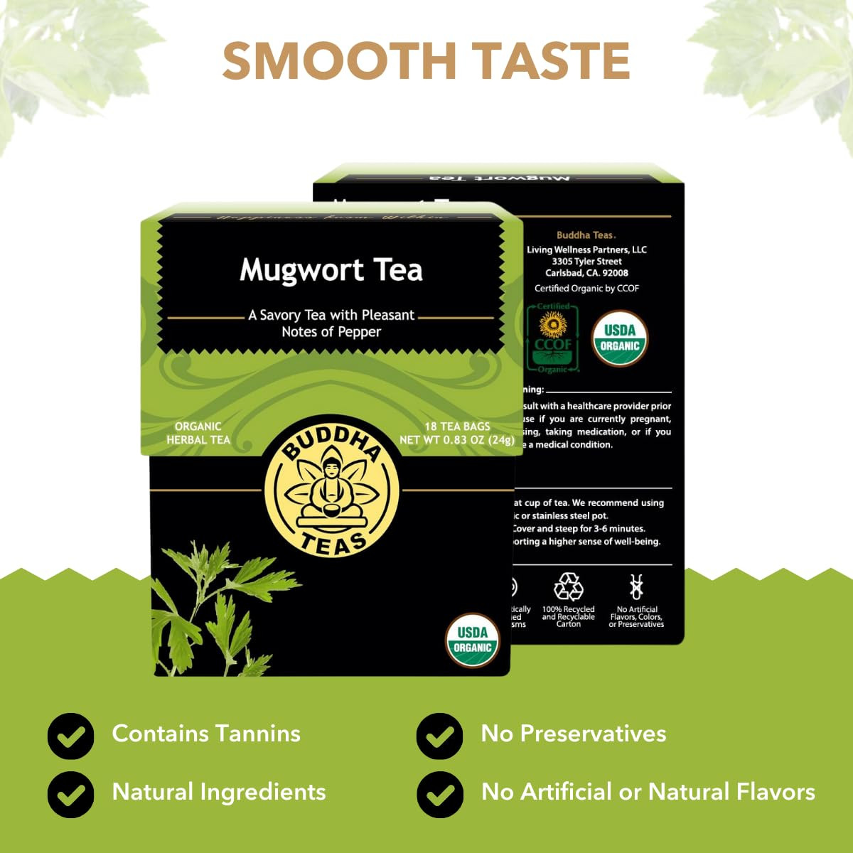 – Organic Mugwort Tea – Herbal Tea – Single Ingredient – Earthy, Mild Bitter Tas