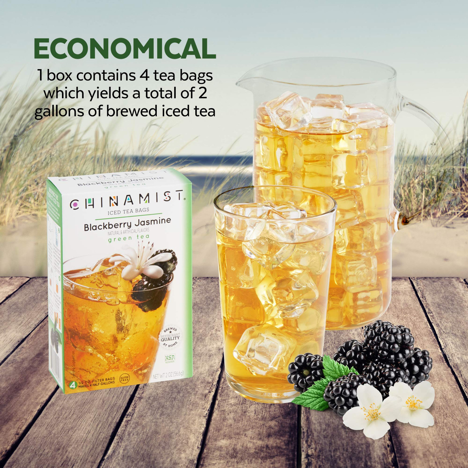 China Mist Green Tea Iced Tea Bags Blackberry Jasmine 4 Count Pack
