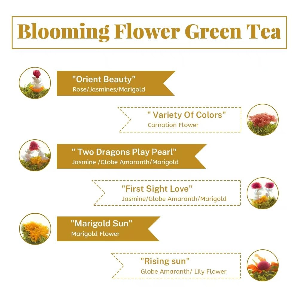 LWXLJMJZC-12pcs Individually Wrapped Blooming Tea,Jasmine Flowering , Green