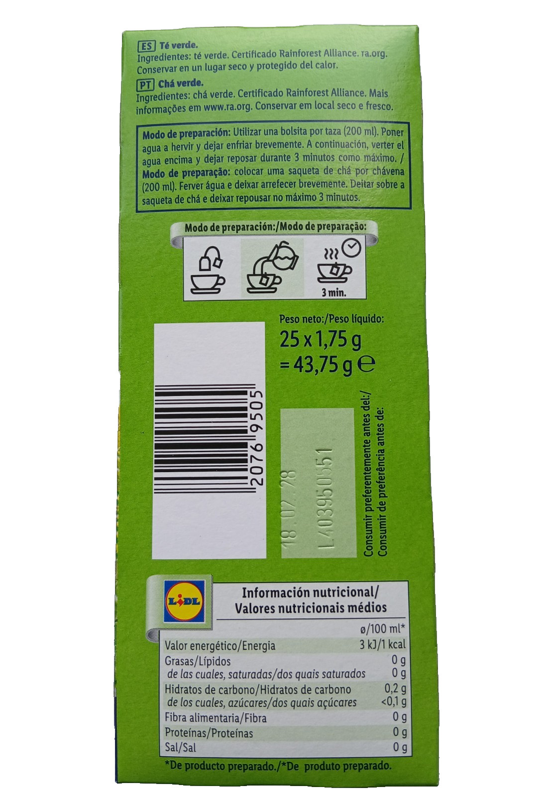 LORD NELSON Green TEA 2 Packs (2×25 bags) Herbal Immuno boosting Tea Portugal