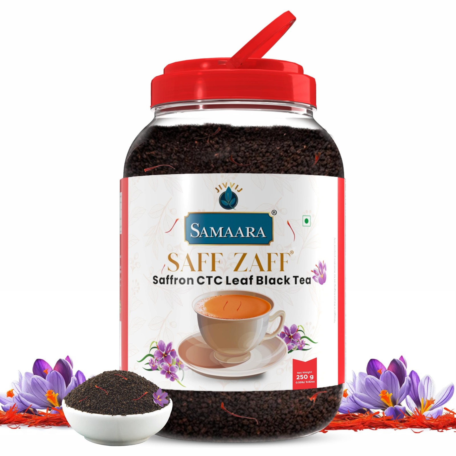 Samaara Saffron Tea 250g | Flavored CTC Assam Black Tea, Kesar Chai Patti