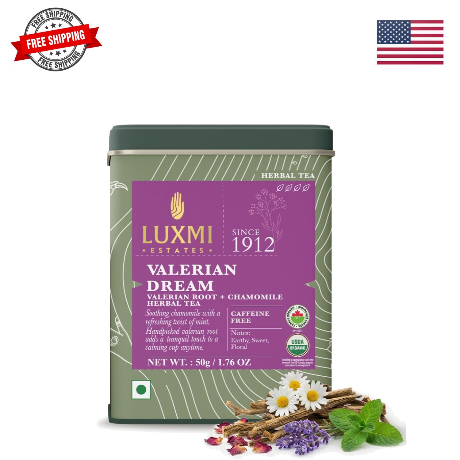 Estates Organic Valerian Root, Chamomile, & Lavender Loose Leaf Tea 50g/1.76o…