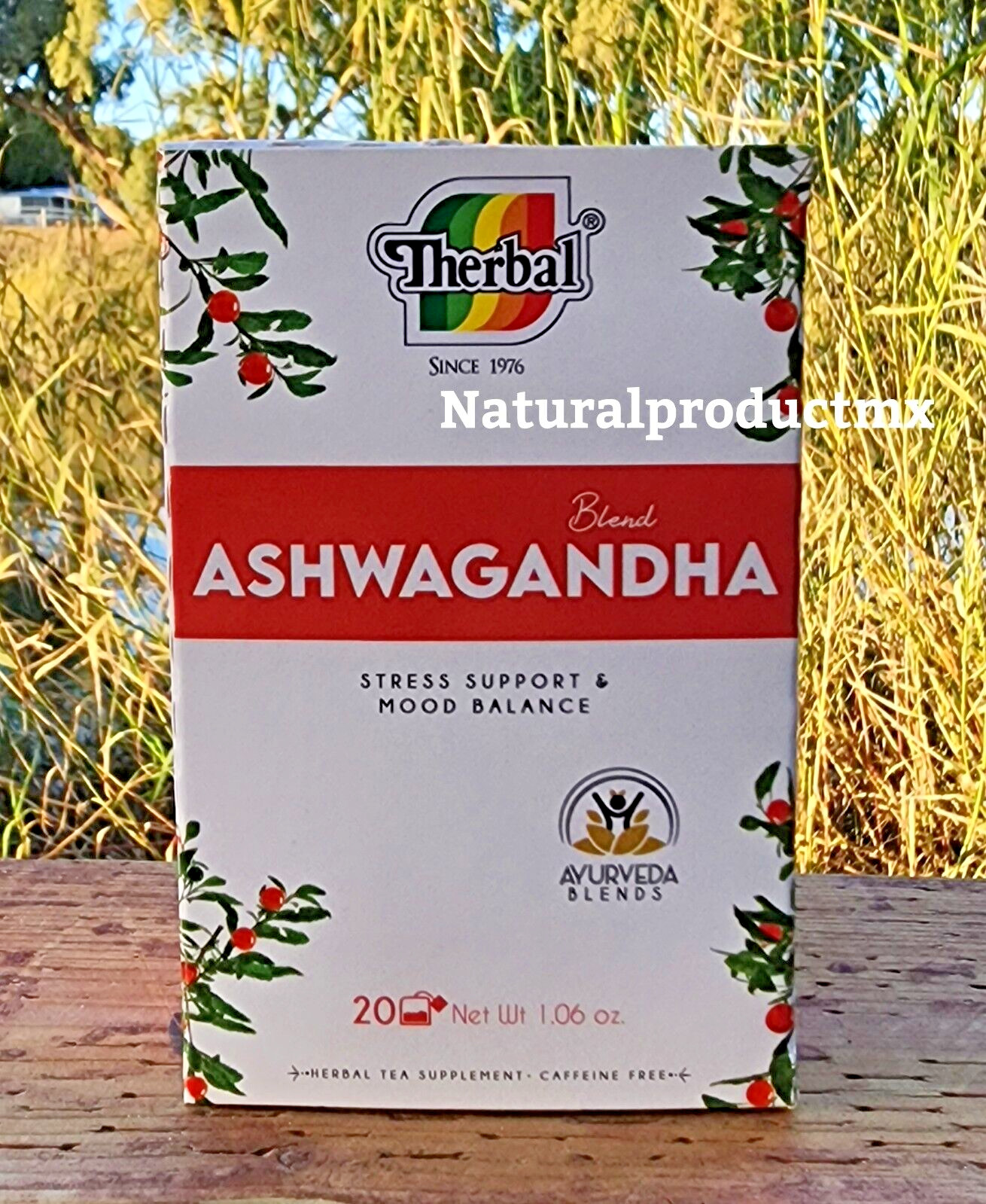 Te de Ashwagandha Tea ✅Herbal 100% Natural Stress Relief 20 Teabags by Therbal