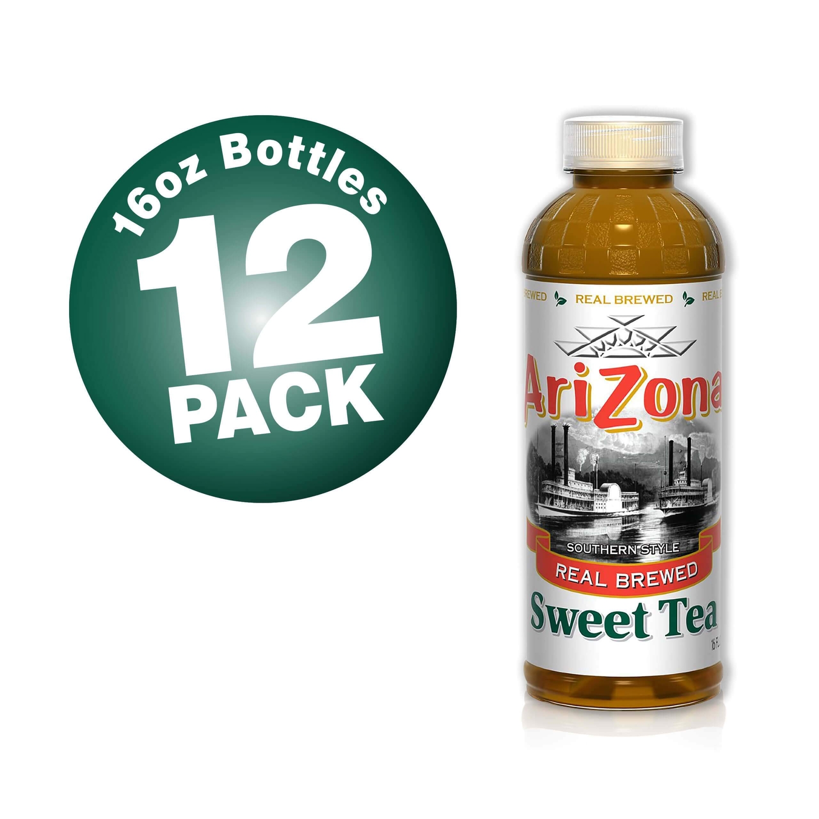 AriZona Real Brewed Sweet Tea Pack of 12 16 Fl Oz Bottles Refreshing Drink