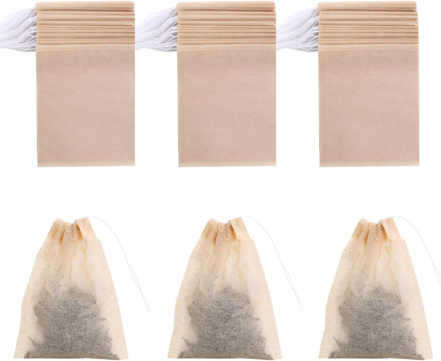 400 Pack Disposable Drawstring Tea Filter Bags Safe & Natural Unbleached Paper T