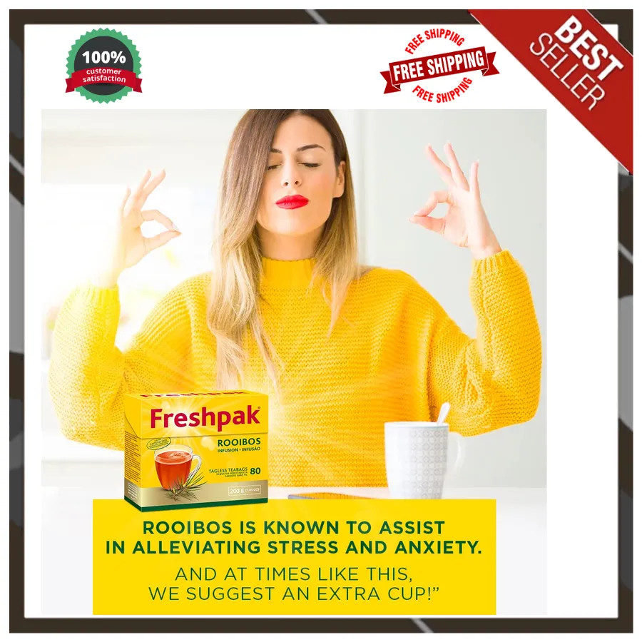 Freshpak Rooibos Tea 80 Tagless Teabags South African Premium Caffeine Free