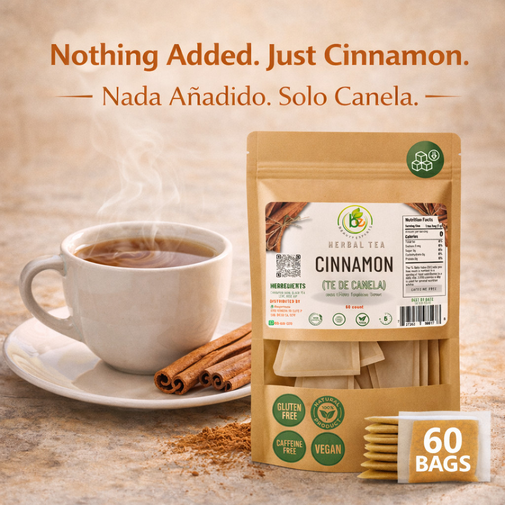 Canela Té (Cinnamon Tea) – 60 Tea Bags – 100% Natural, Vegan, Herbal – Gluten-Fr