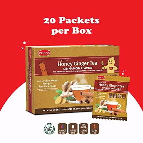 Pocas Honey Ginger Tea, Cinnamon, 18 Grams, 20 Bags (Pack of 2)