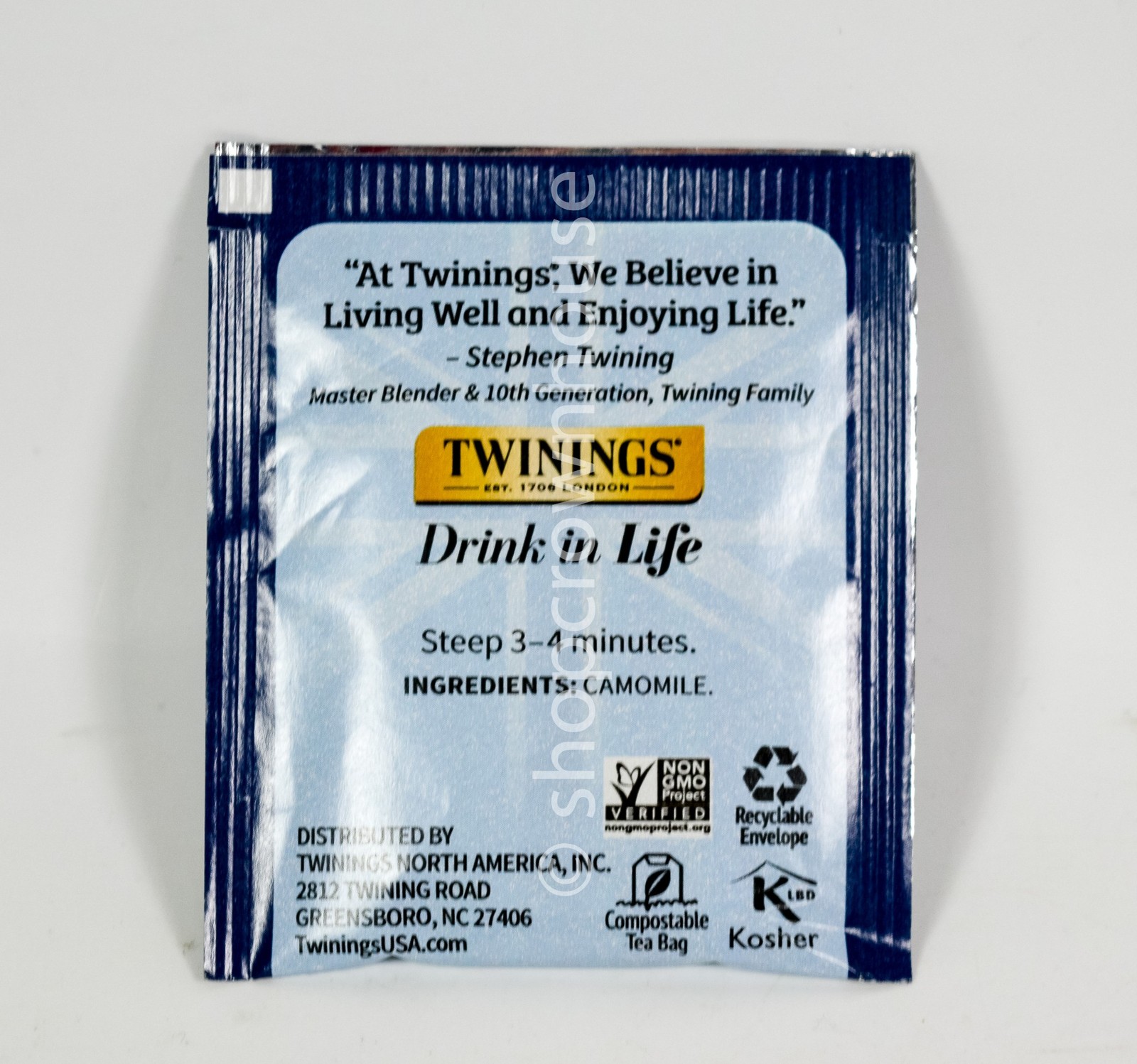 48 Twinings PURE CAMOMILE sealed individual Tea Bags Kosher Non GMO