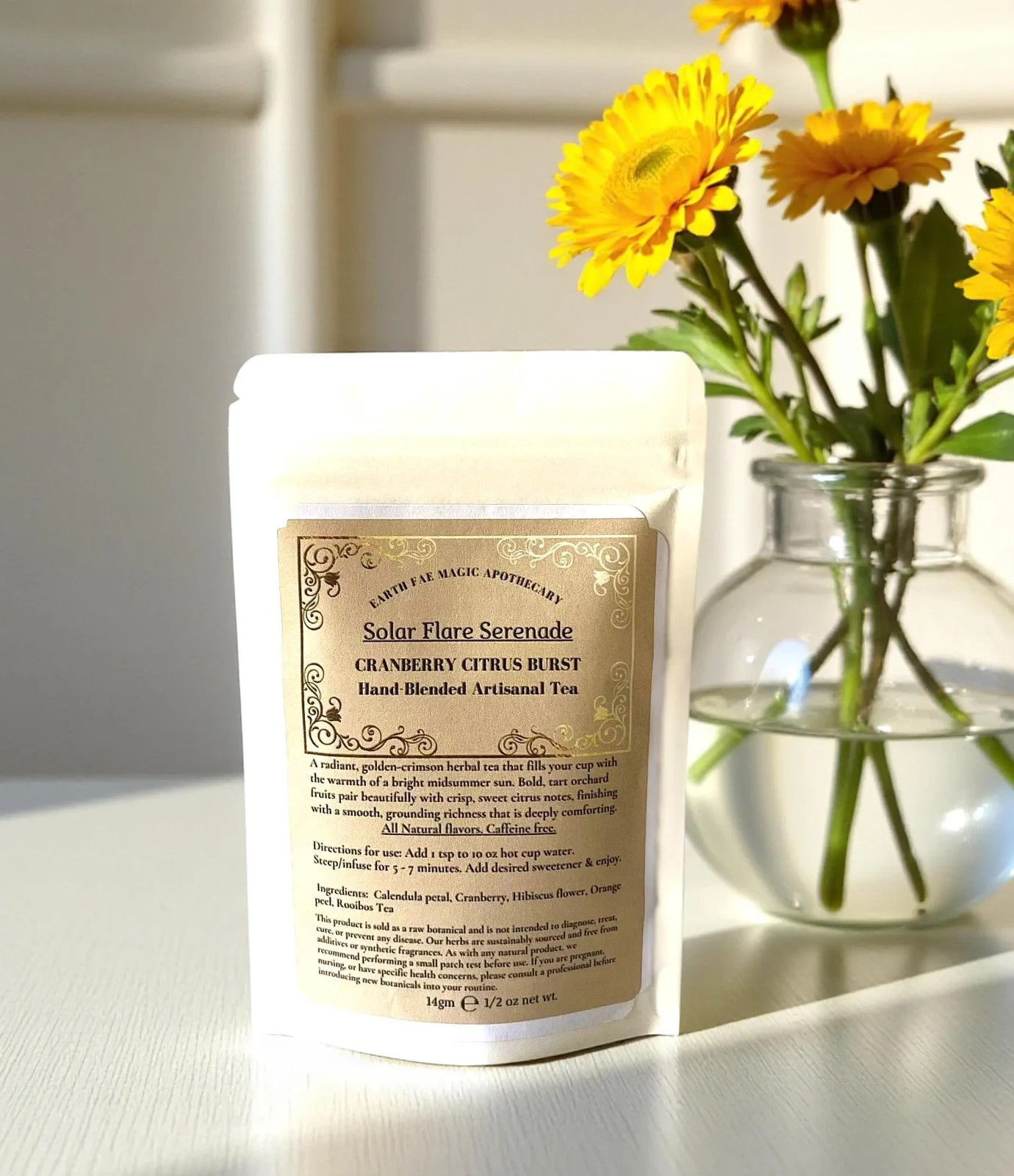 Cranberry Orange Tea Blend Organic Herbal Citrus Hibiscus Handmade Fresh