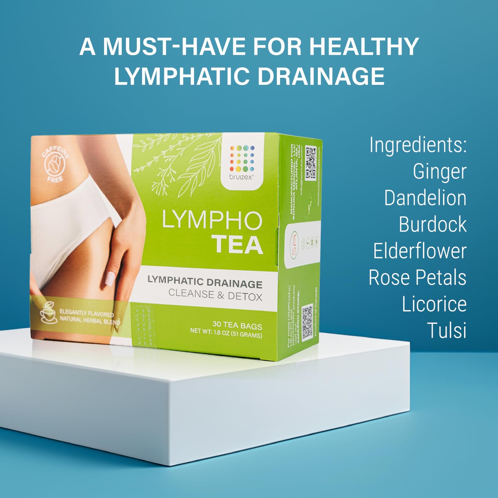 Bruizex Lymphatic Natural Herbal Tea, Lymphatic Drainage, Ginger Blend for Ly…