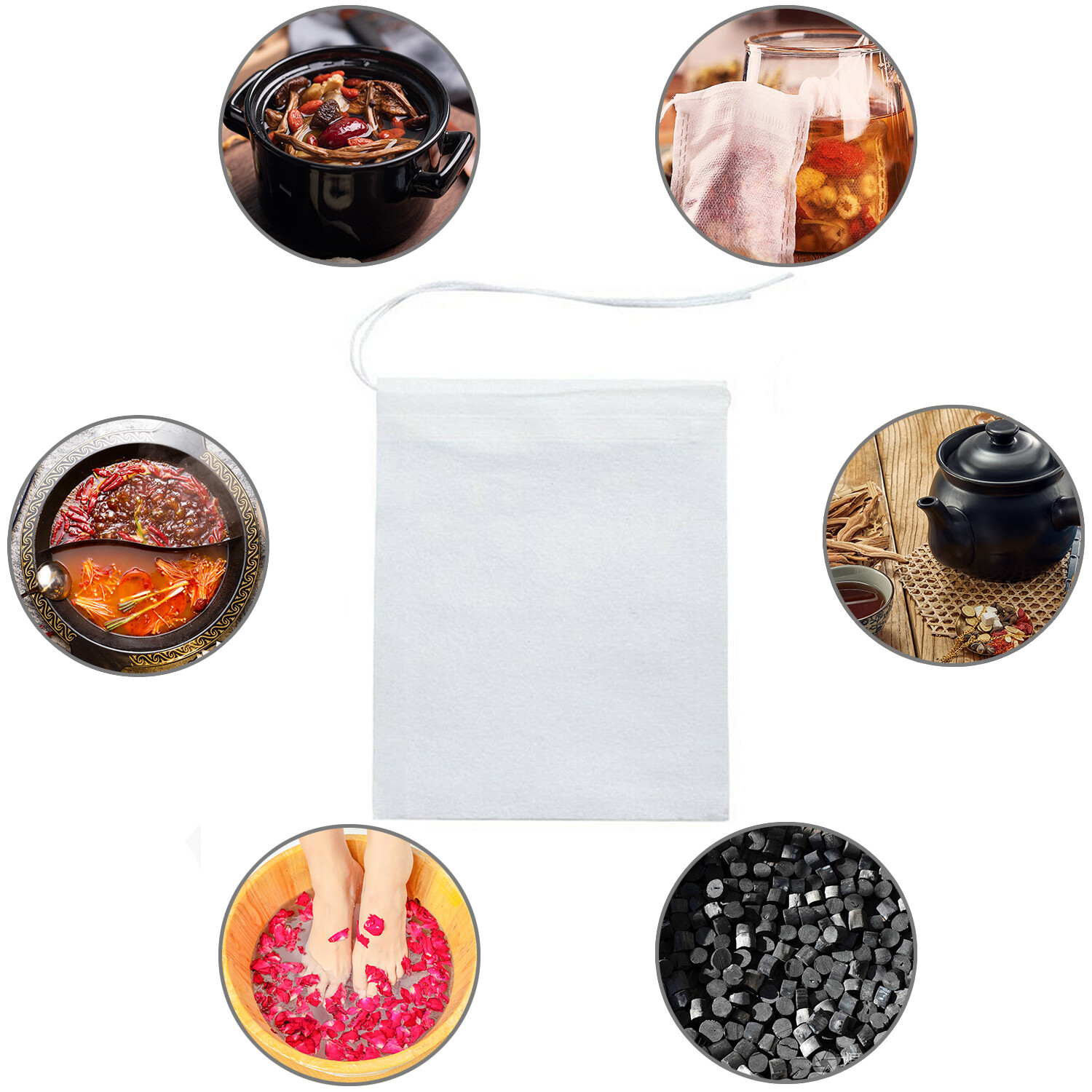 100-500 PCS Non-woven Tea bag Filter Empty Teabags Herb Loose Drawstring Bag