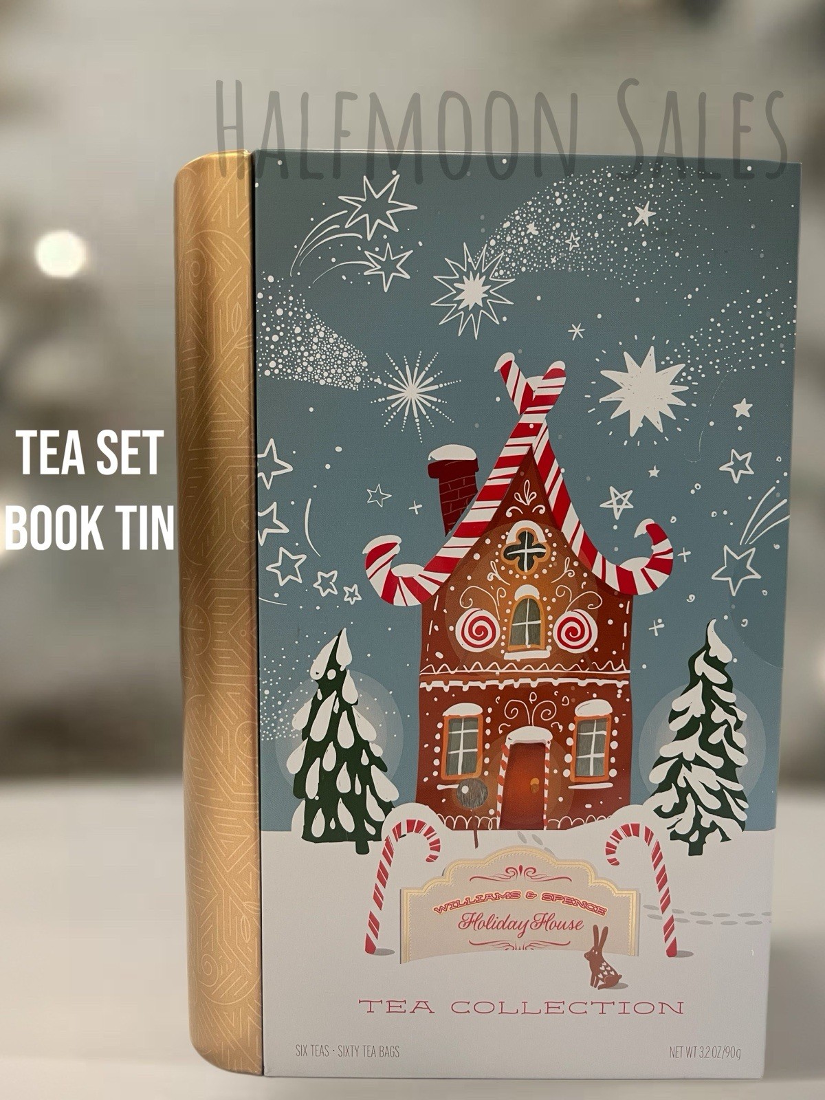 Holiday House Tea Book Tin | 6 Christmas Tea Flavors | 60 Bags Collectible Gift