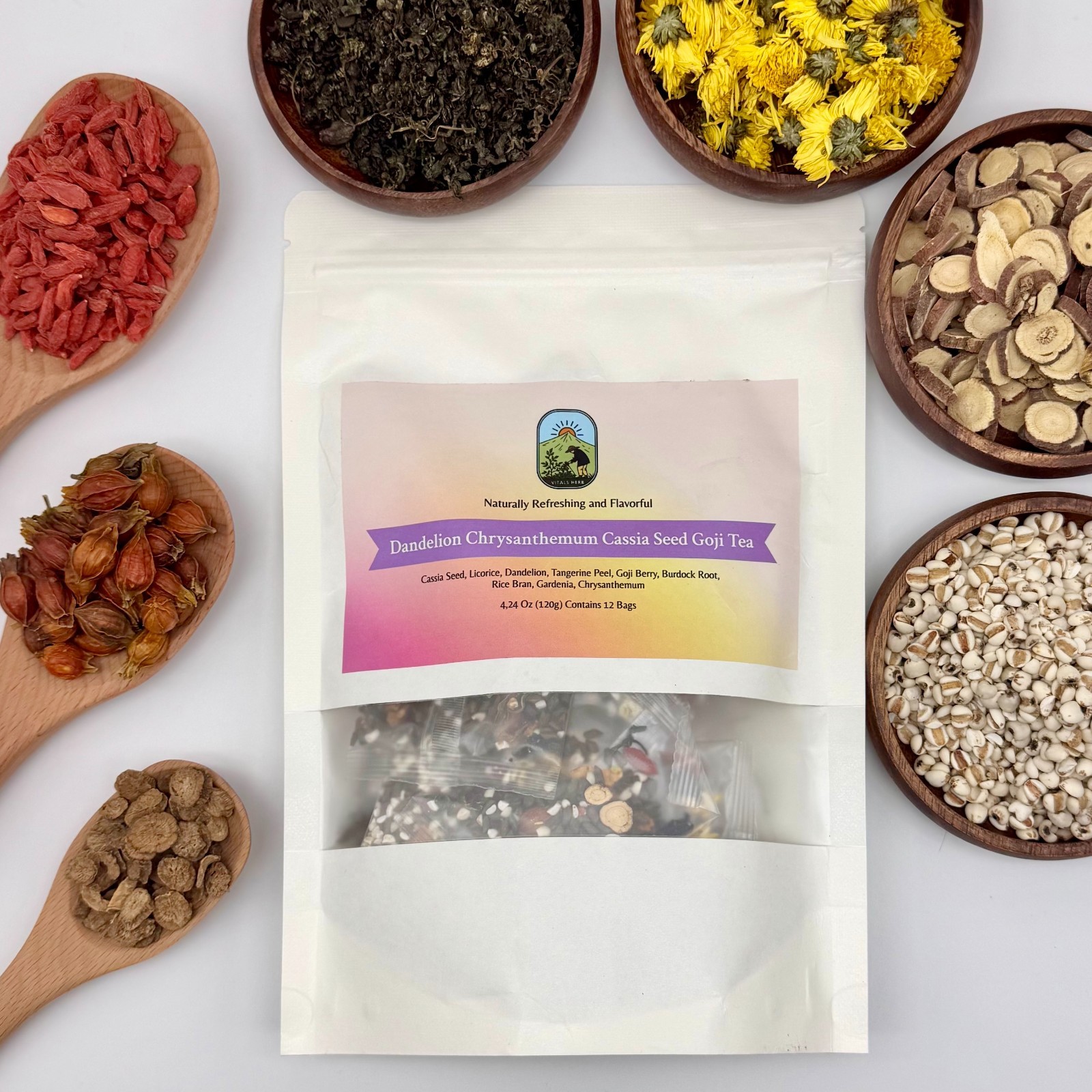 VitalsHerb Spring Sale Blend – Dandelion & Wolfberry Tea 120g (12 Bags)