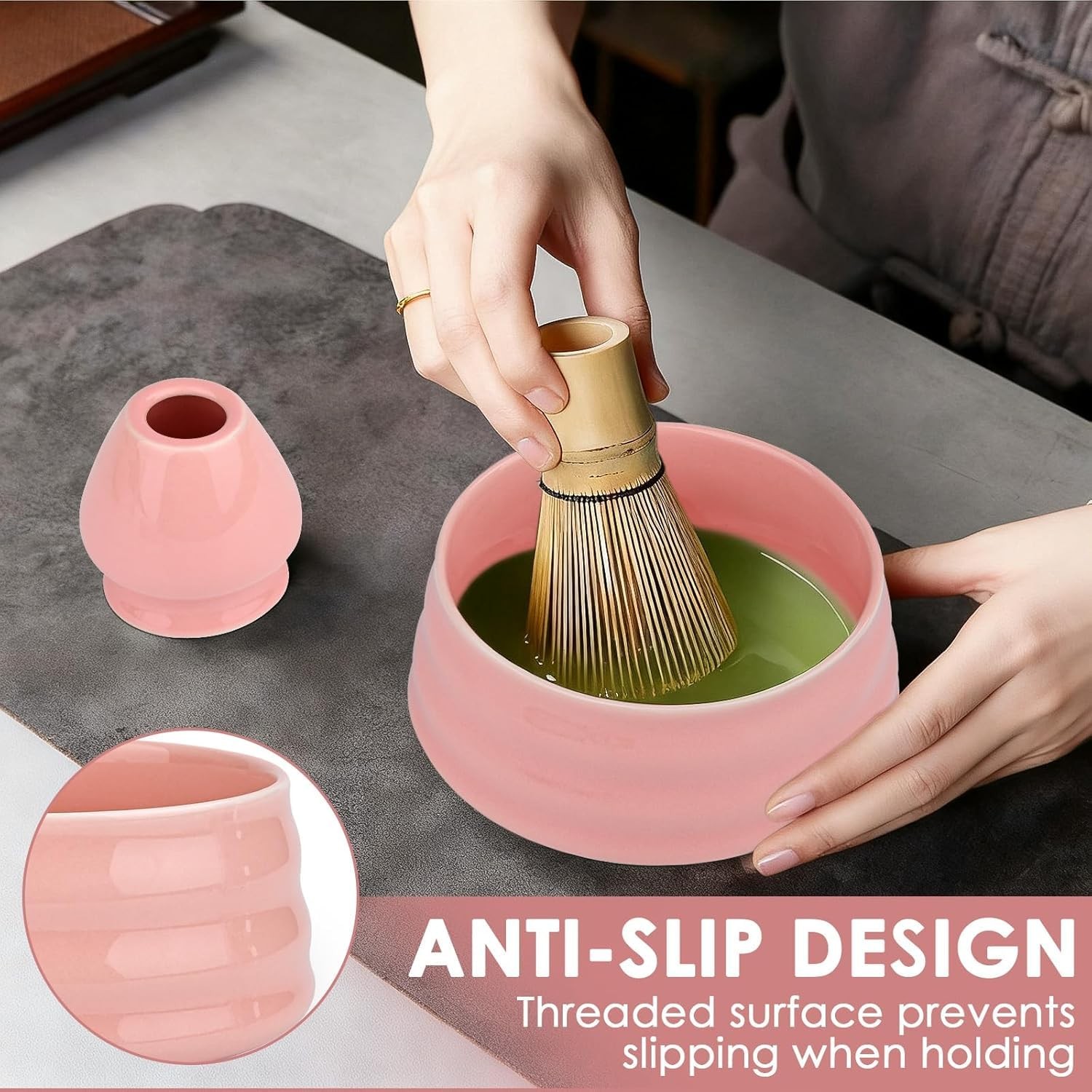 ® Matcha Set Pink, 5-Piece Ceramics Matcha Kit for Beginners – Includes Whisk…