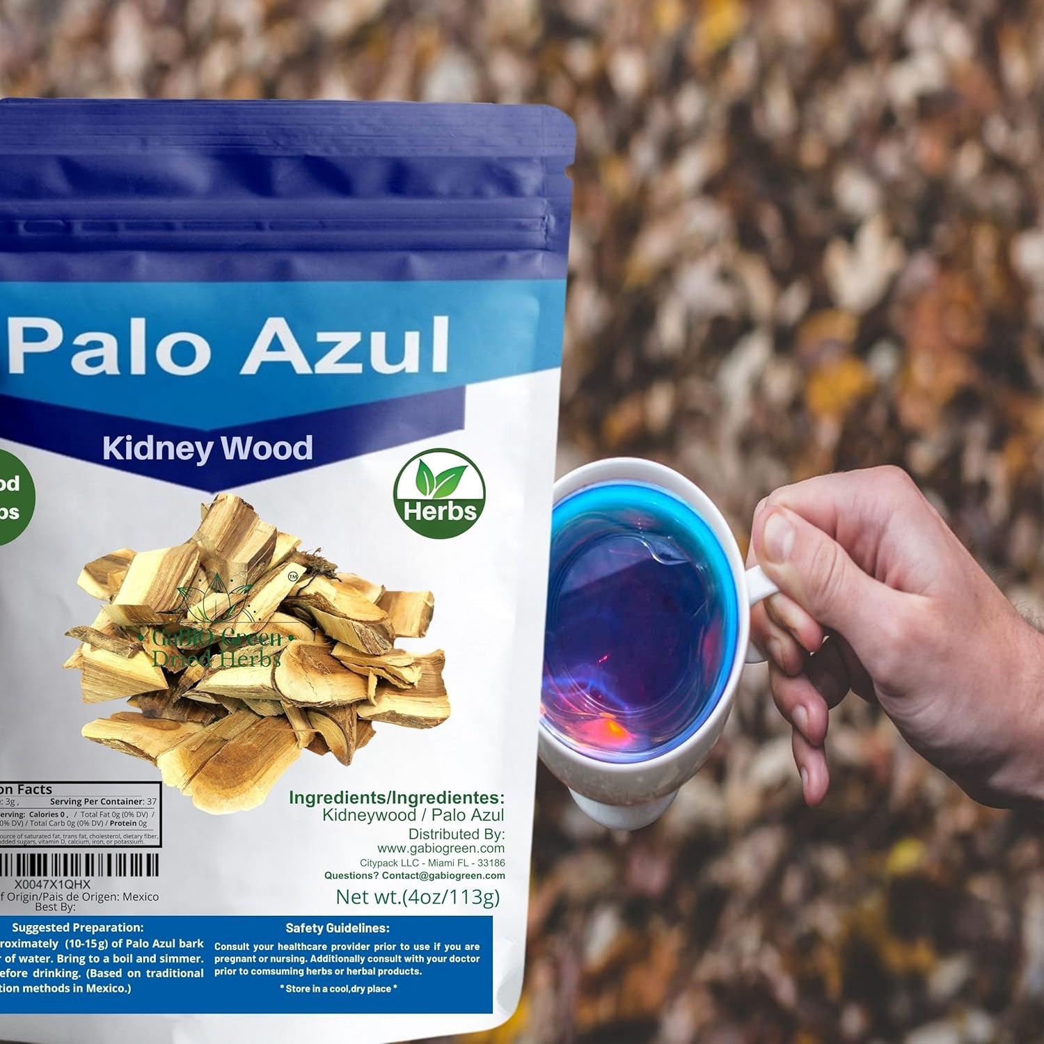 Palo Azul, Kidney Wood (4Oz/119Gr), Blue Stick Herbal Tea Bark, Palo Azul Tea, R