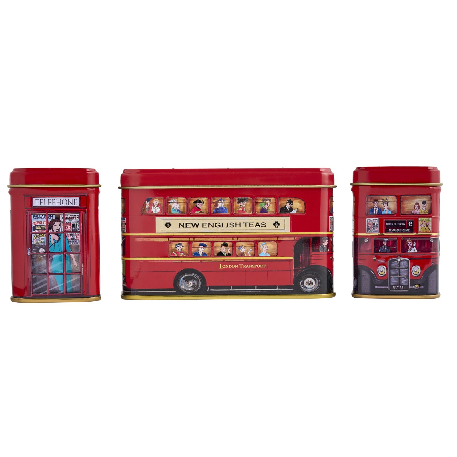 British Tea Tin Set with 2 oz Loose Leaf Tea & 10 Tea Bags