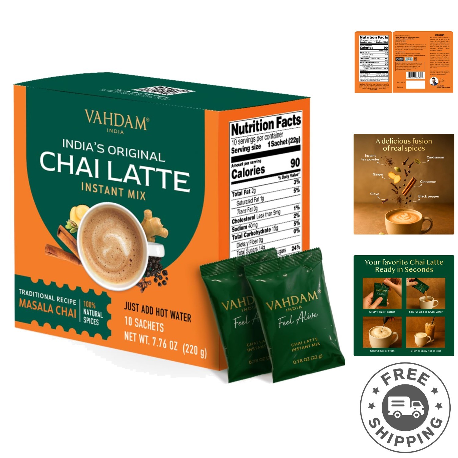 10 Convenient Instant Chai Latte Sachets – Rich Flavor with No Steeping