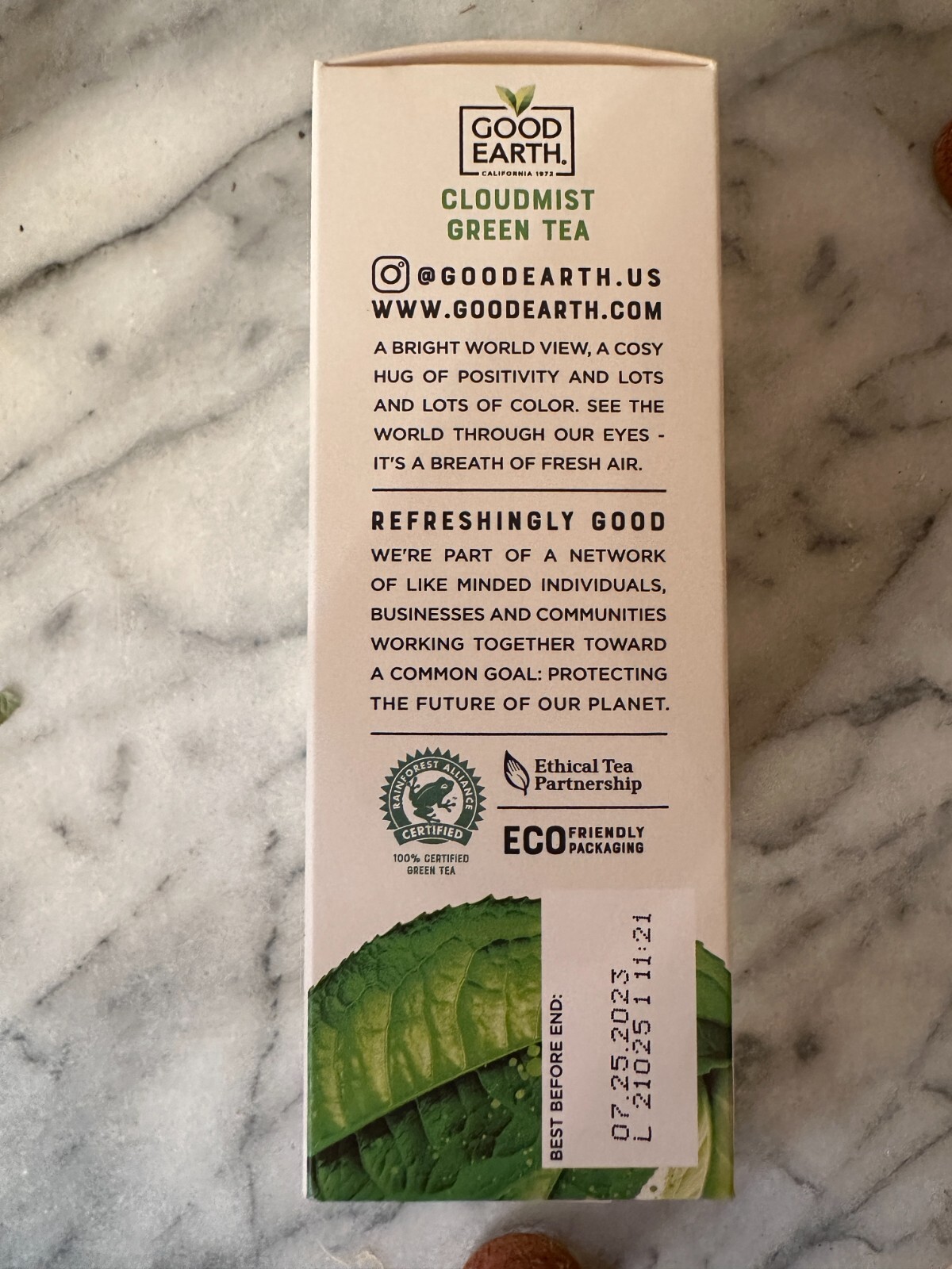 Good Earth Sensorial Blends Cloudmist Green Tea 15 ct x 5 Boxes 75 Bags 7/23