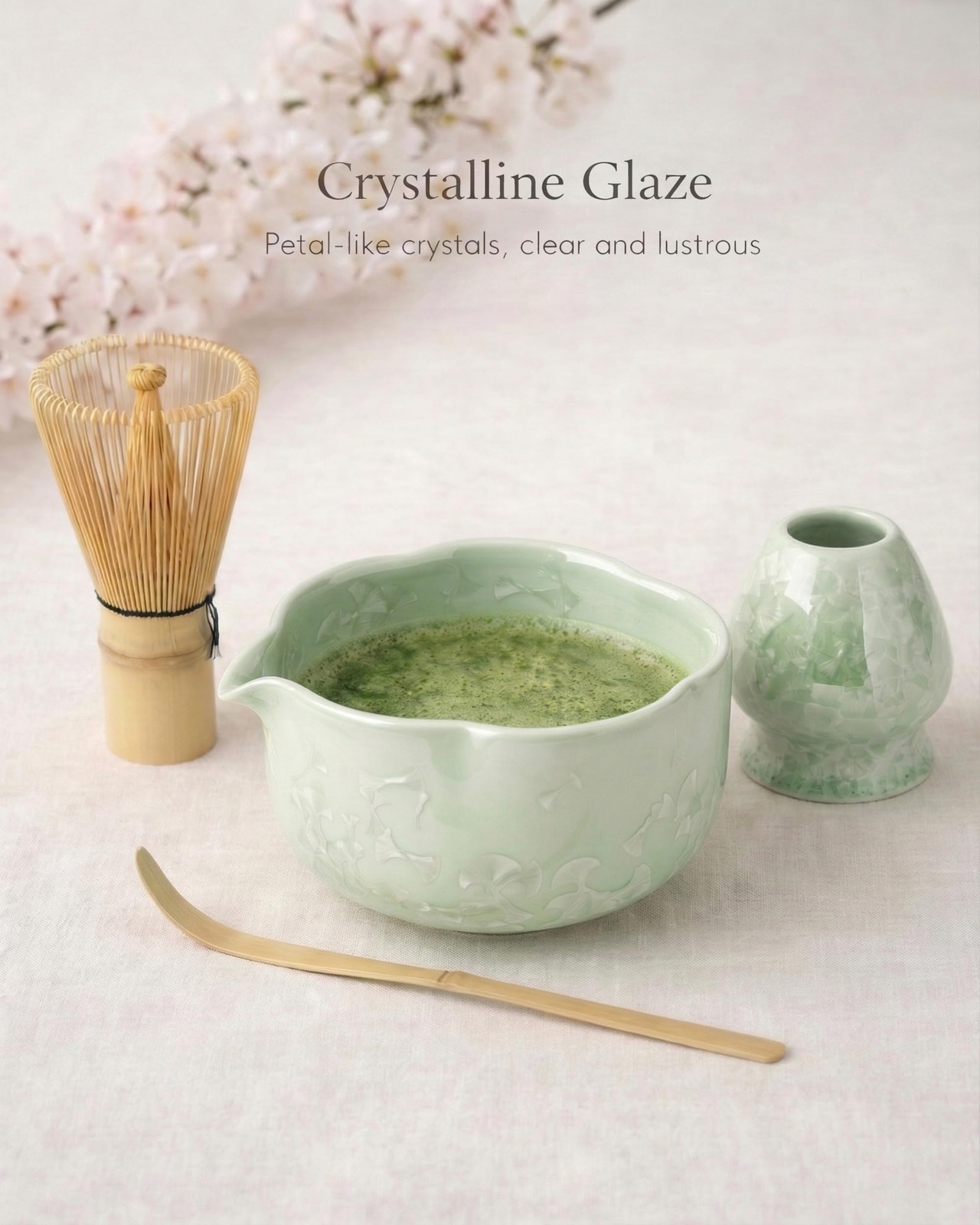 Matcha Whisk Set, 4-Piece Kit with 100-Prong Bamboo Whisk & Ceramic Bowl