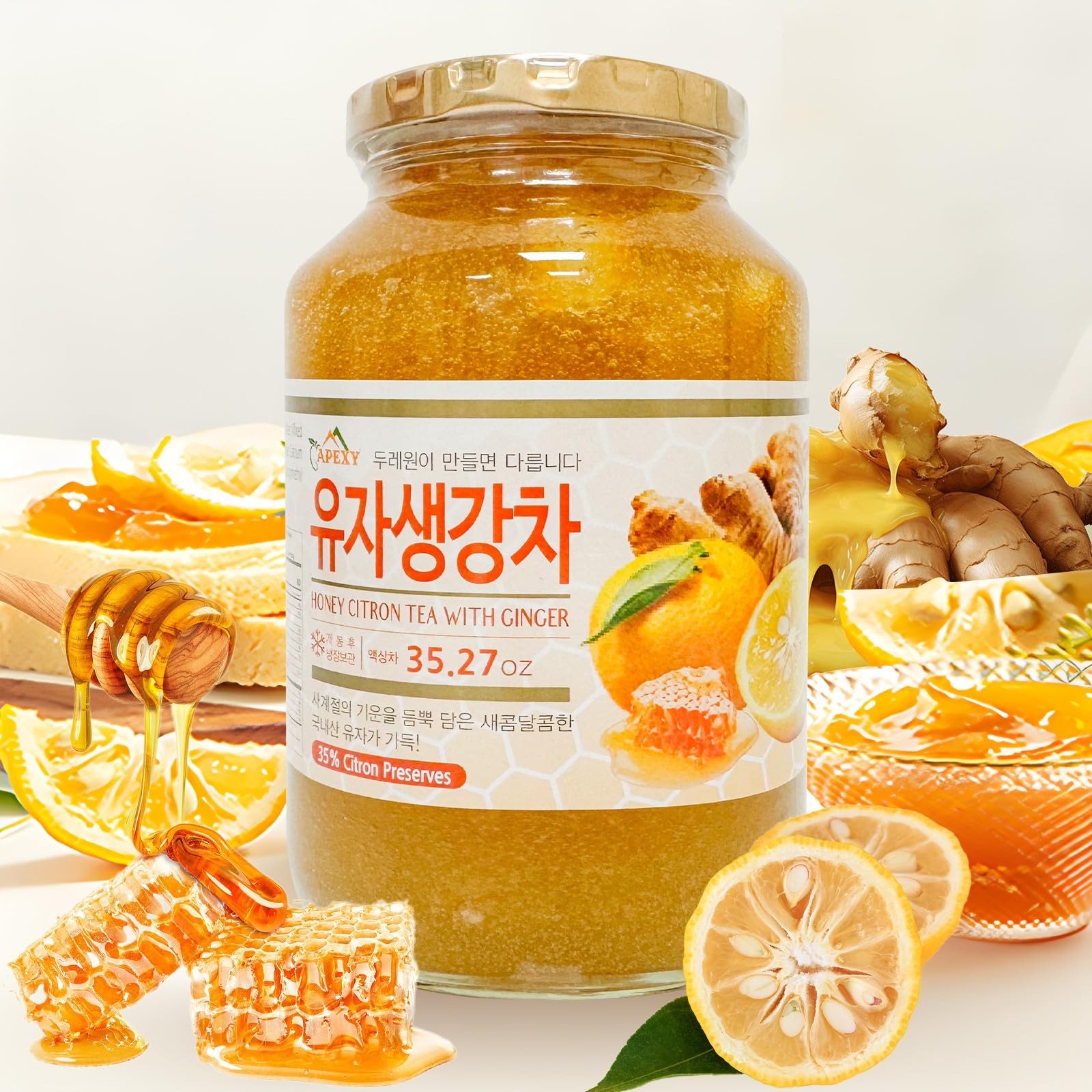 Apexy Authentic Korean Honey Citron Tea With Ginger, 35.27 Fl Oz (Pack of 1)