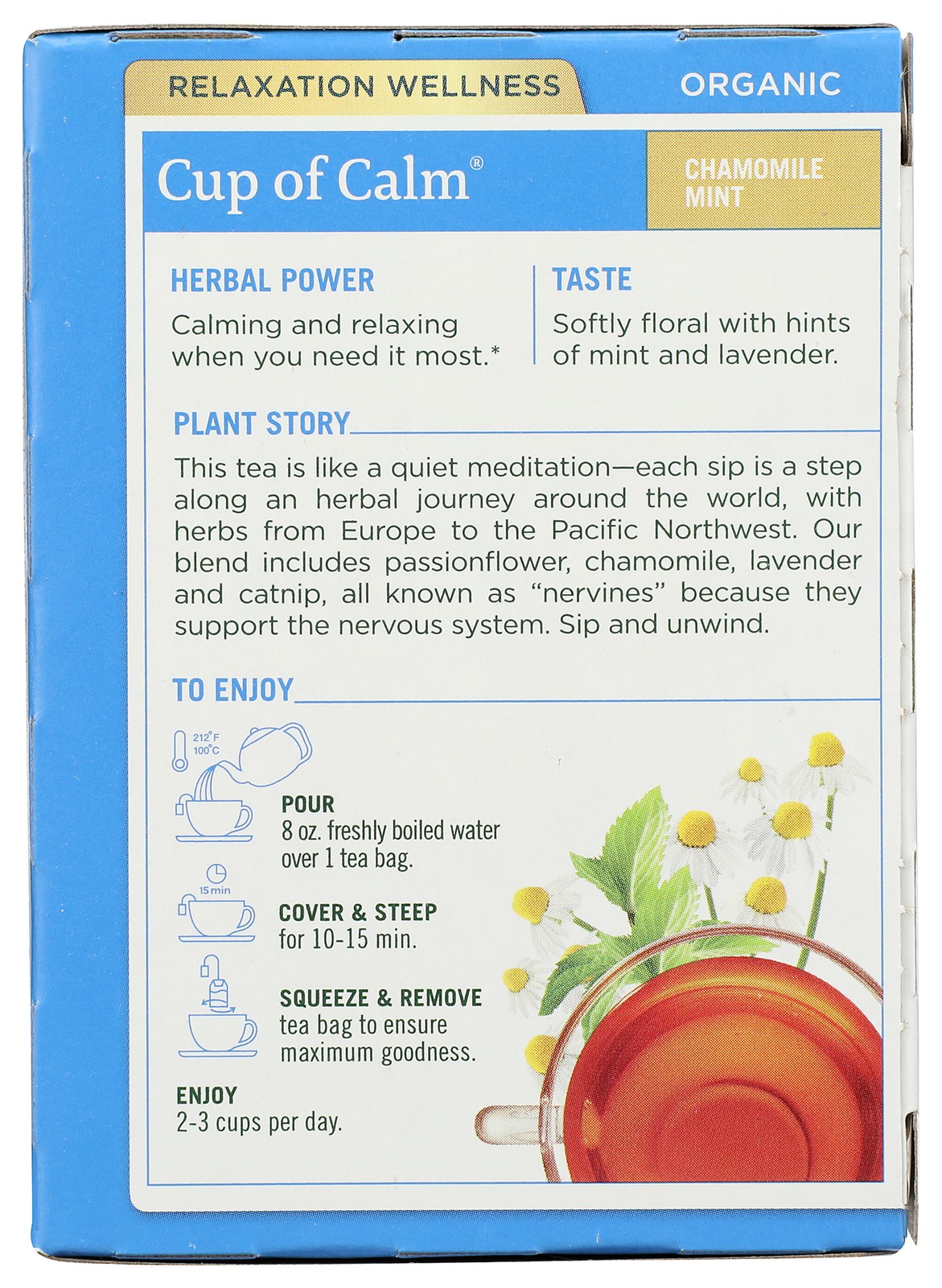 Traditional Medicinals Organic Cup Of Calm Chamomile Mint Tea Bags 16 Bag 3 Pack