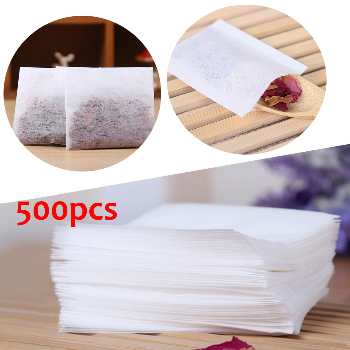 500Pcs Disposable Empty Teabags Non-Woven Heat Seal Filter Herb Loose Tea Bag