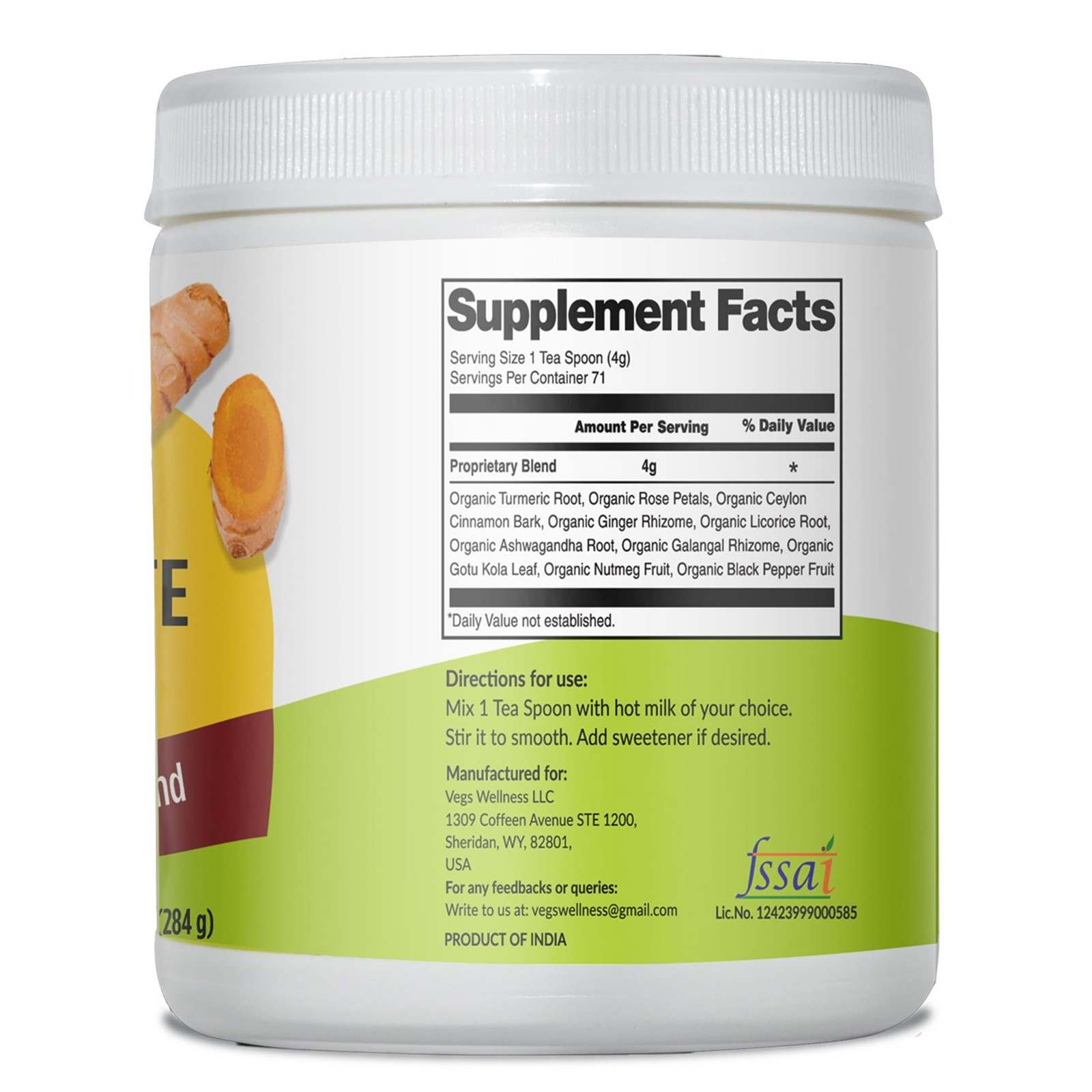 Turmeric Latte Golden Milk – Ayurvedic Super Spice Mix Golden Milk with Turme…