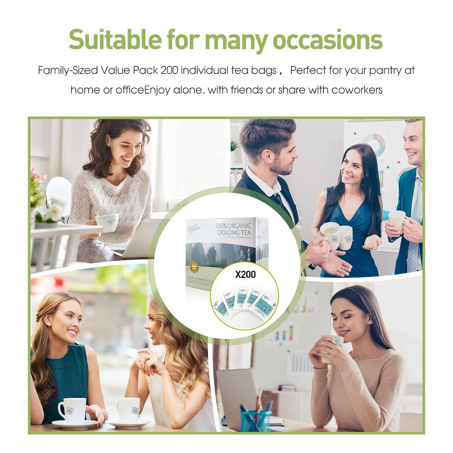 100% Organic Tea, BEST VALUE Family Size, 200 Tea Bags (Organic Oolong Tea)