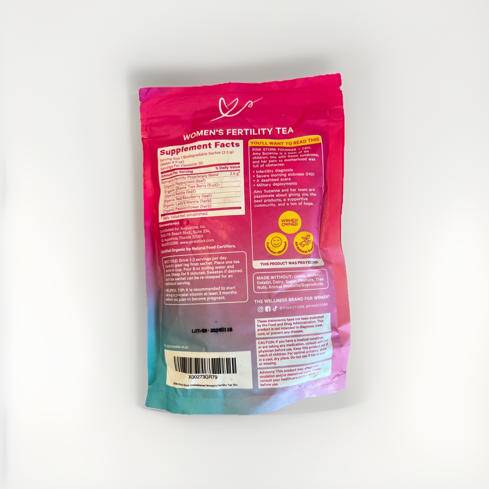 Pink Stork Organic Fertility Tea With Chaste Tree Berry + Red Raspberry Leaf
