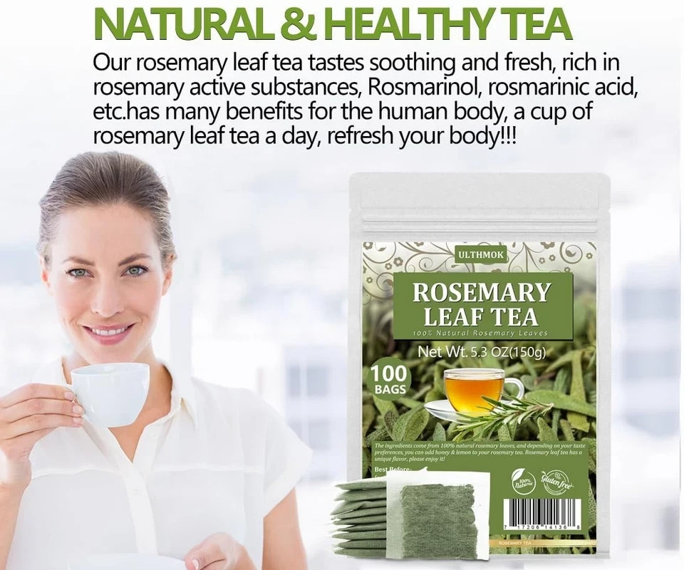 ULTHMOK Rosemary Tea Bags 100 Count Pure Natural Caffeine Free Herbal Tea