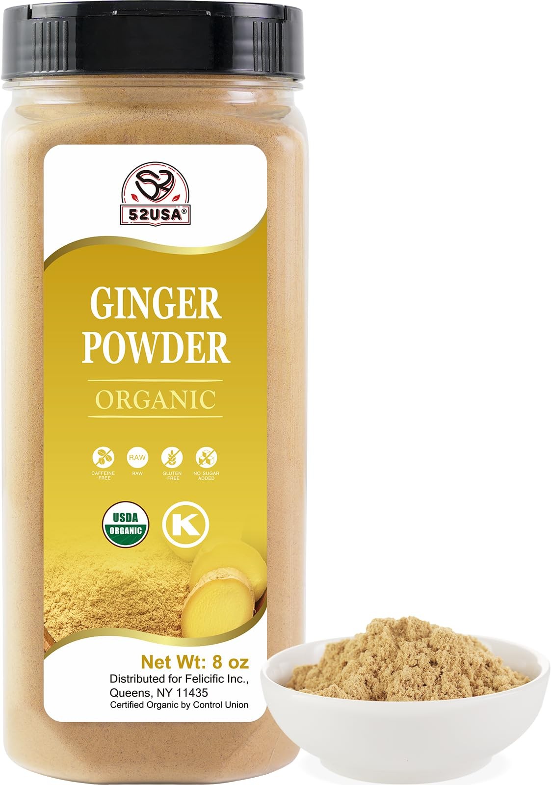 52USA Organic Ginger Powder 8oz, Finely Ground Ginger Root Powder-Premium Spi…