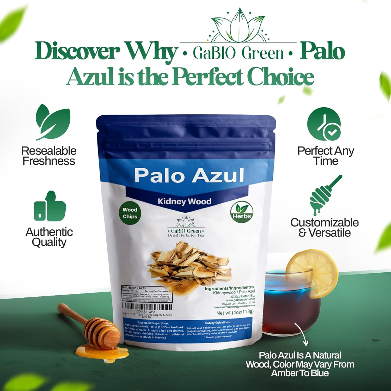 Kidney Wood 4 Oz, Resealable Bag , Blue Stick Tea , Palo Azul Tea Bark , Palo Az