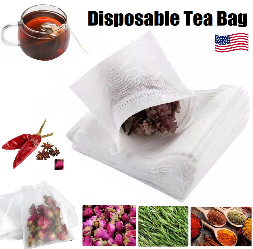 400× isposable Tea Filter Bags Empty Cotton Drawstring Tea Infuser for Loose Tea