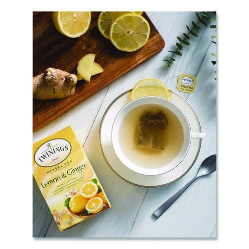 TWININGS Tea Bags, Lemon and Ginger, 2.65 oz, 50/Box, 2 Boxes/Pack (Total 100)