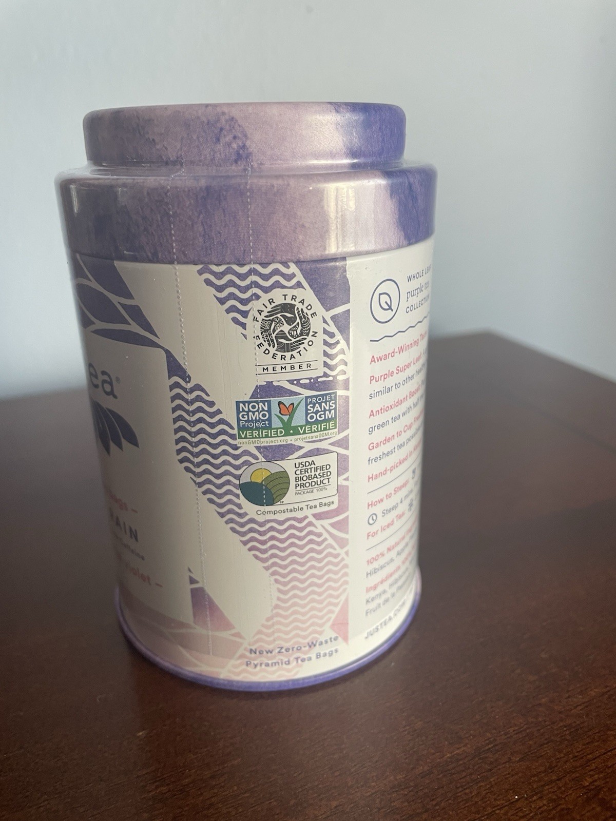 Justea Purple Rain 12 Purple Tea Bags 12 Count Brand New Sealed Box