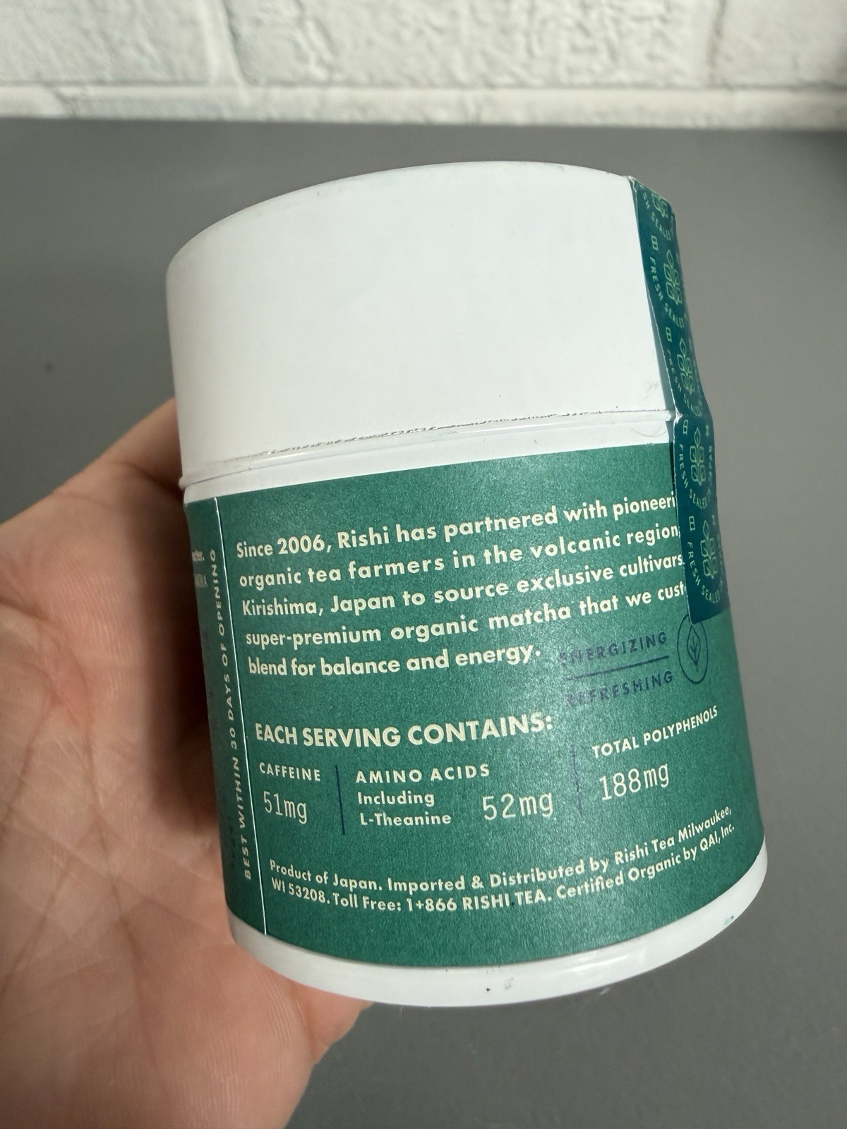 Rishi Organic Everyday Matcha Powder Single origin 1.05 Oz Fresh