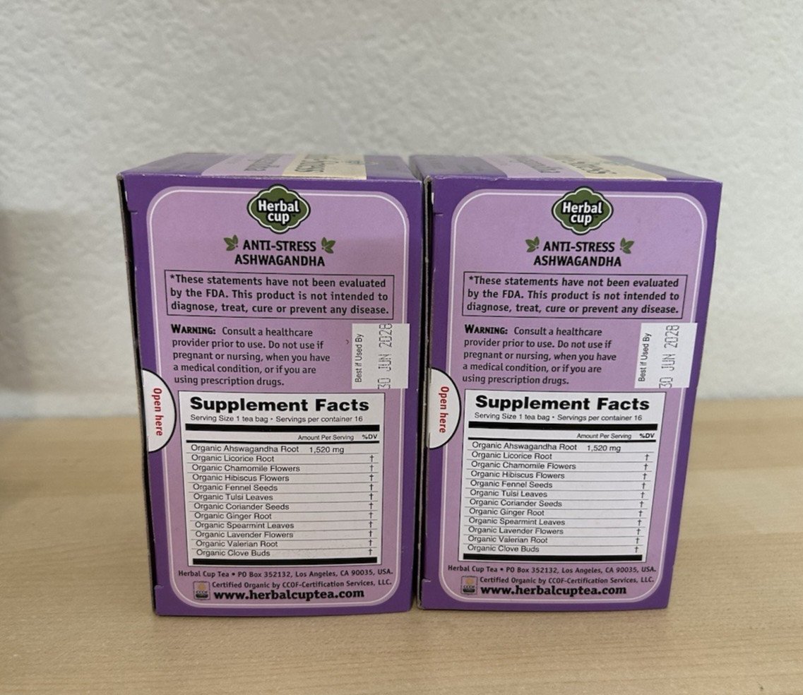 2 Of Anti Stress Ashwangan Tea 16 / Per Bags By Herbal Cup