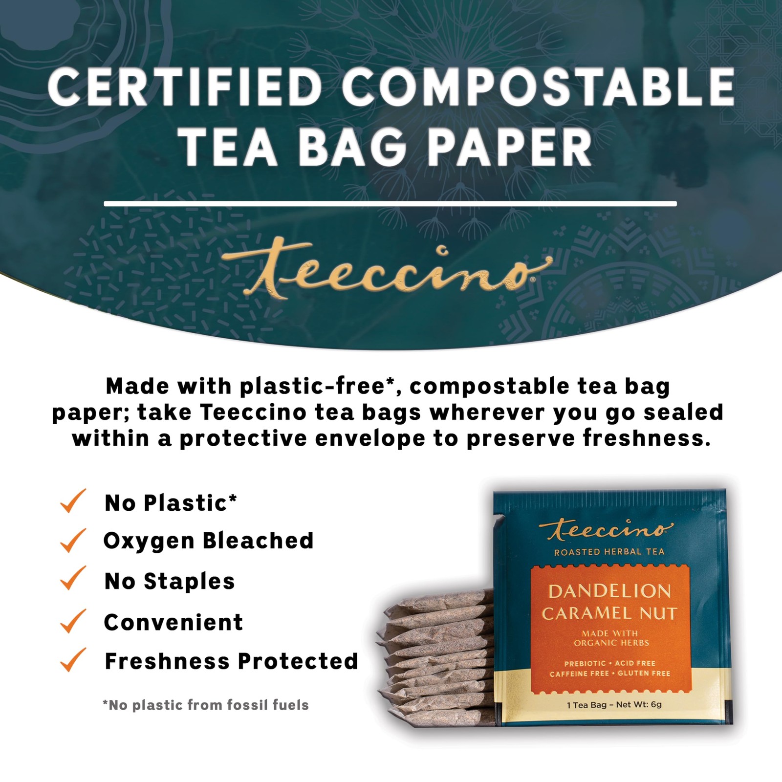 Dandelion Caramel Nut Tea – Caffeine , Roasted Tea with Prebiotics, 3x More H…
