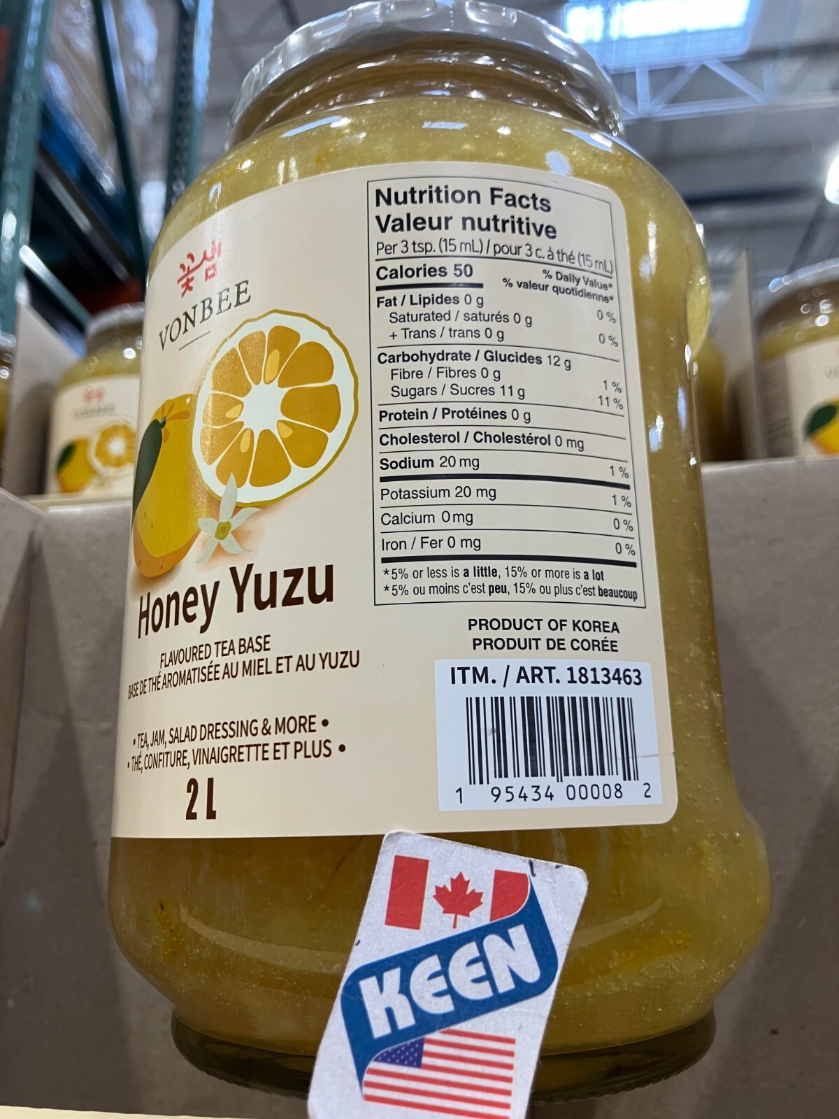 VONBEE Honey YUZU TEA 2 Kg/ 4.4 Lb, Exp:2026MR.03