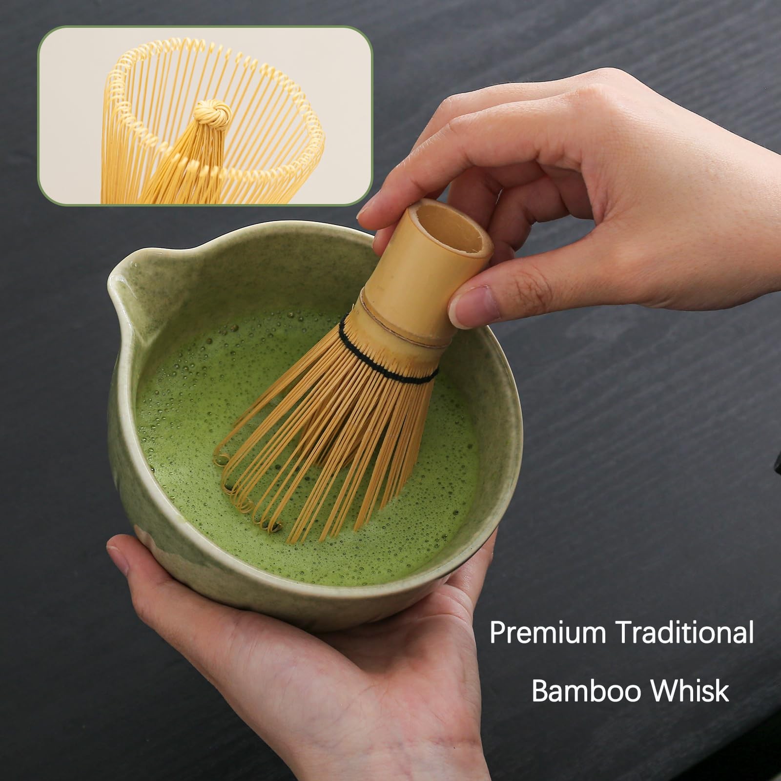 TANG PIN 10Pcs Matcha Whisk Set, 15 OZ Matcha Bowl, Matcha Whisk and Stand, S…