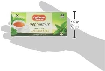 Peppermint Tea, 24 Tea Bags, 100% Natural Peppermint Leaves Tea from Jamaica