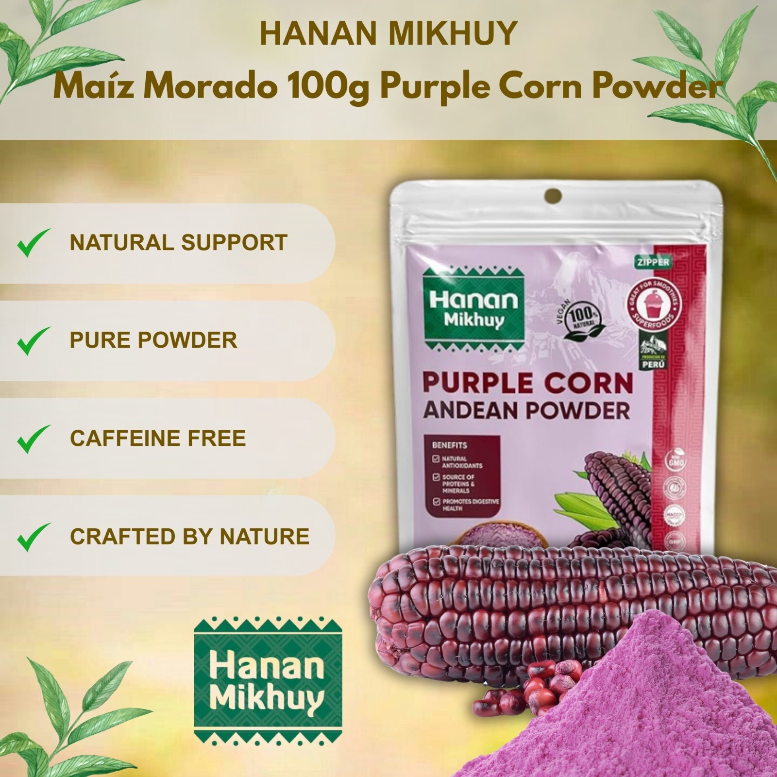 Maiz Morado 100% Natural Purple Corn Powder – Digestive Health & Vitality – Peru