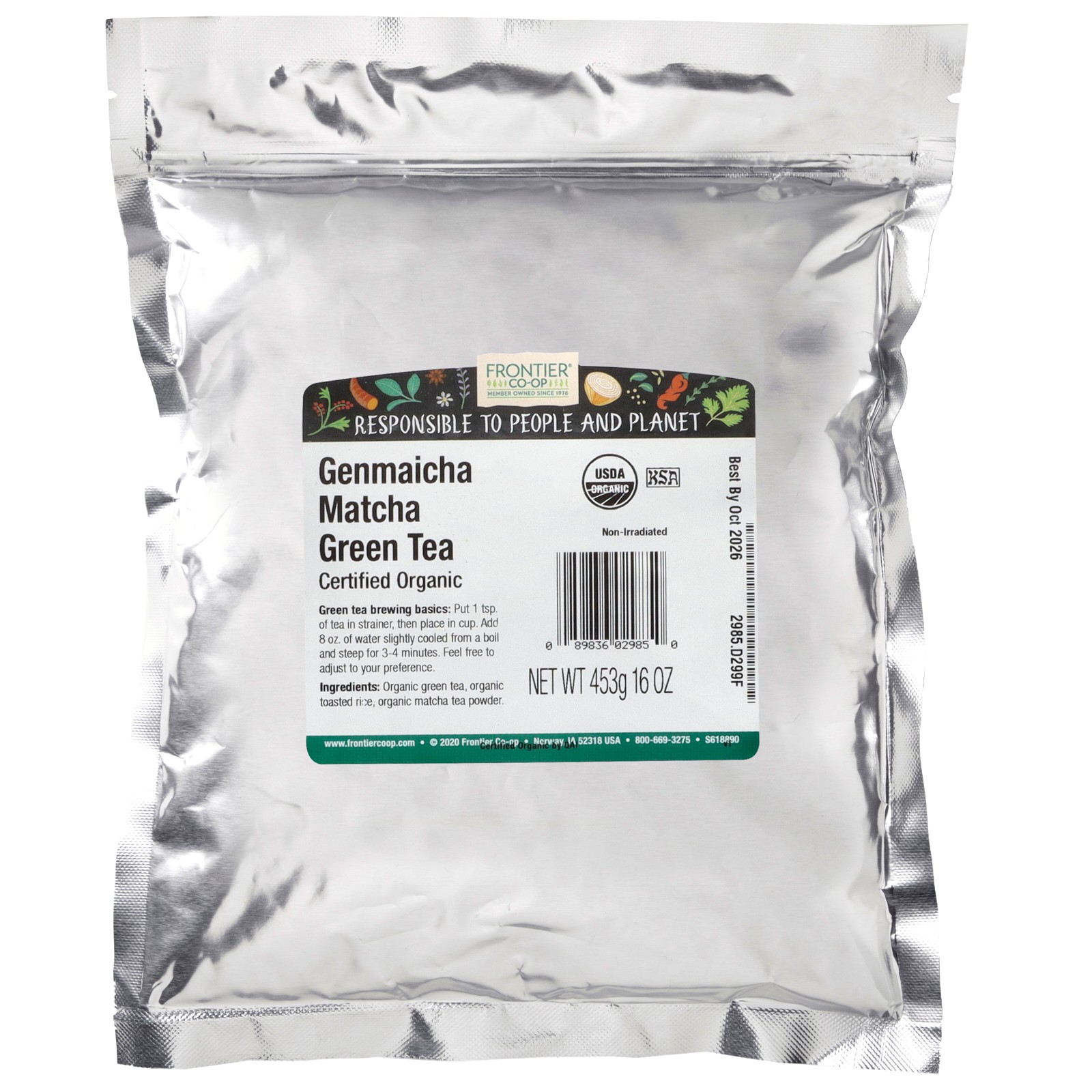 Organic Genmaicha Matcha Green Tea, 16 oz (453 g)