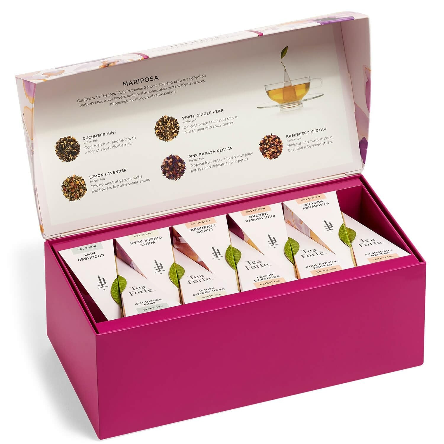 Luxurious Mariposa Tea Sampler Variety Set – 20 Pyramid Infuser Bags in Gift Box